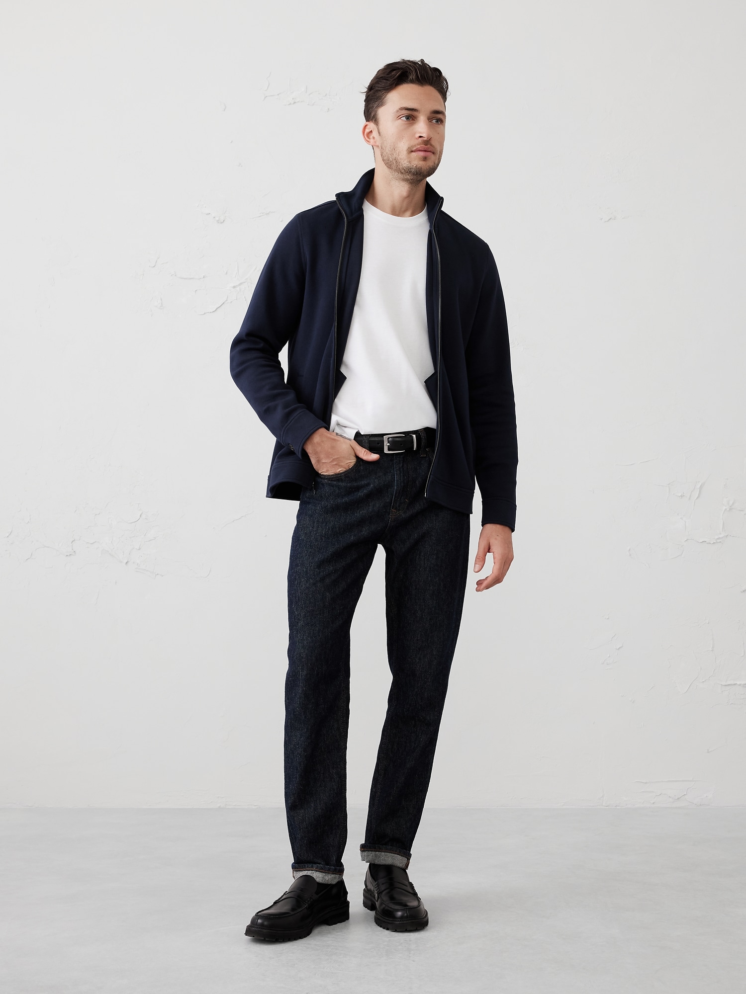 Pique Mock-Neck Jacket