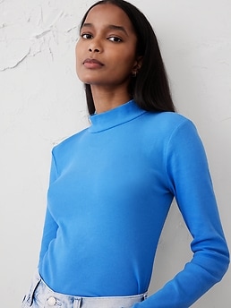 Ribbed Mock-Neck T-Shirt | Banana Republic Factory