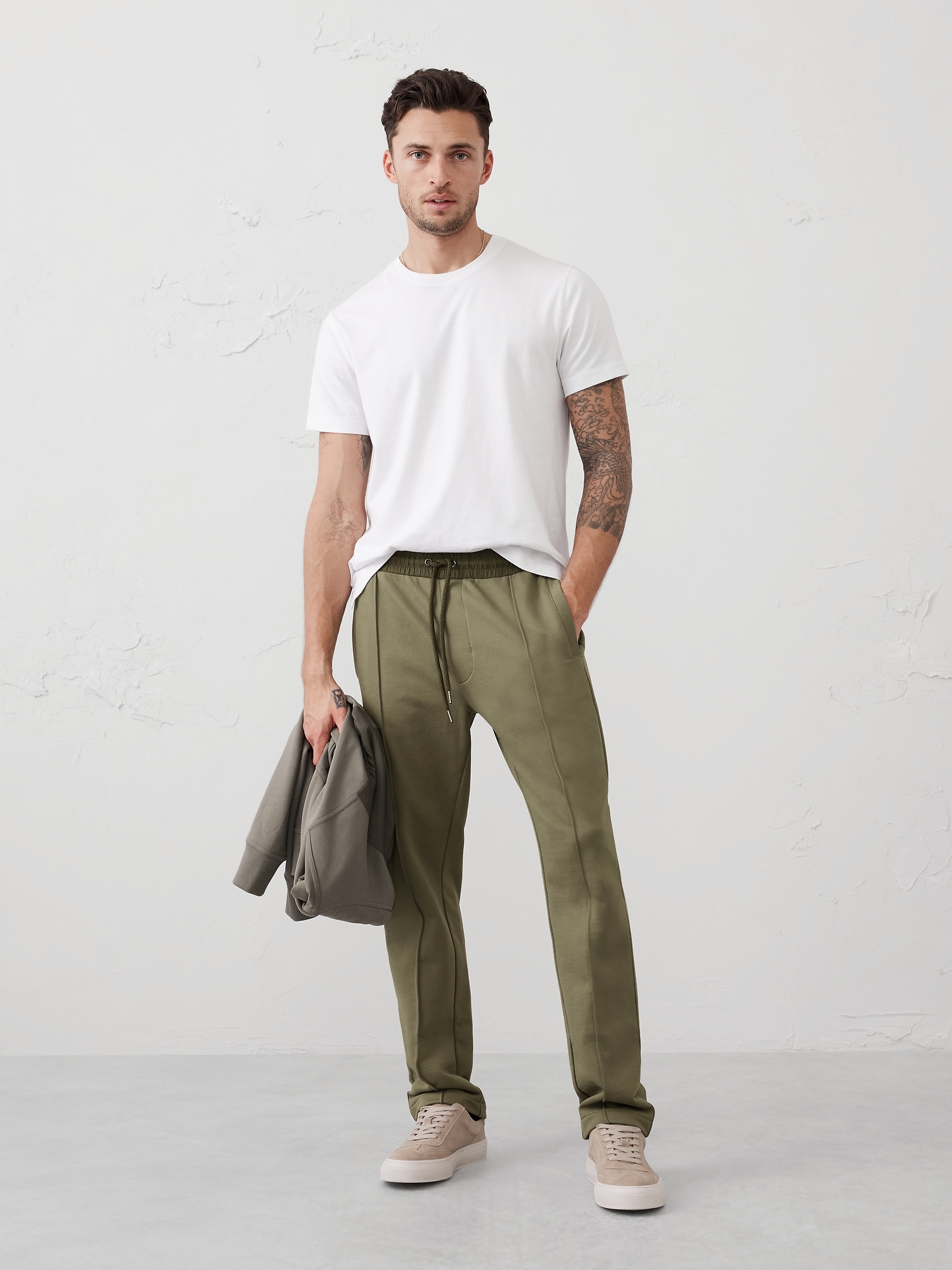 Mixed Media Track Pant - Green