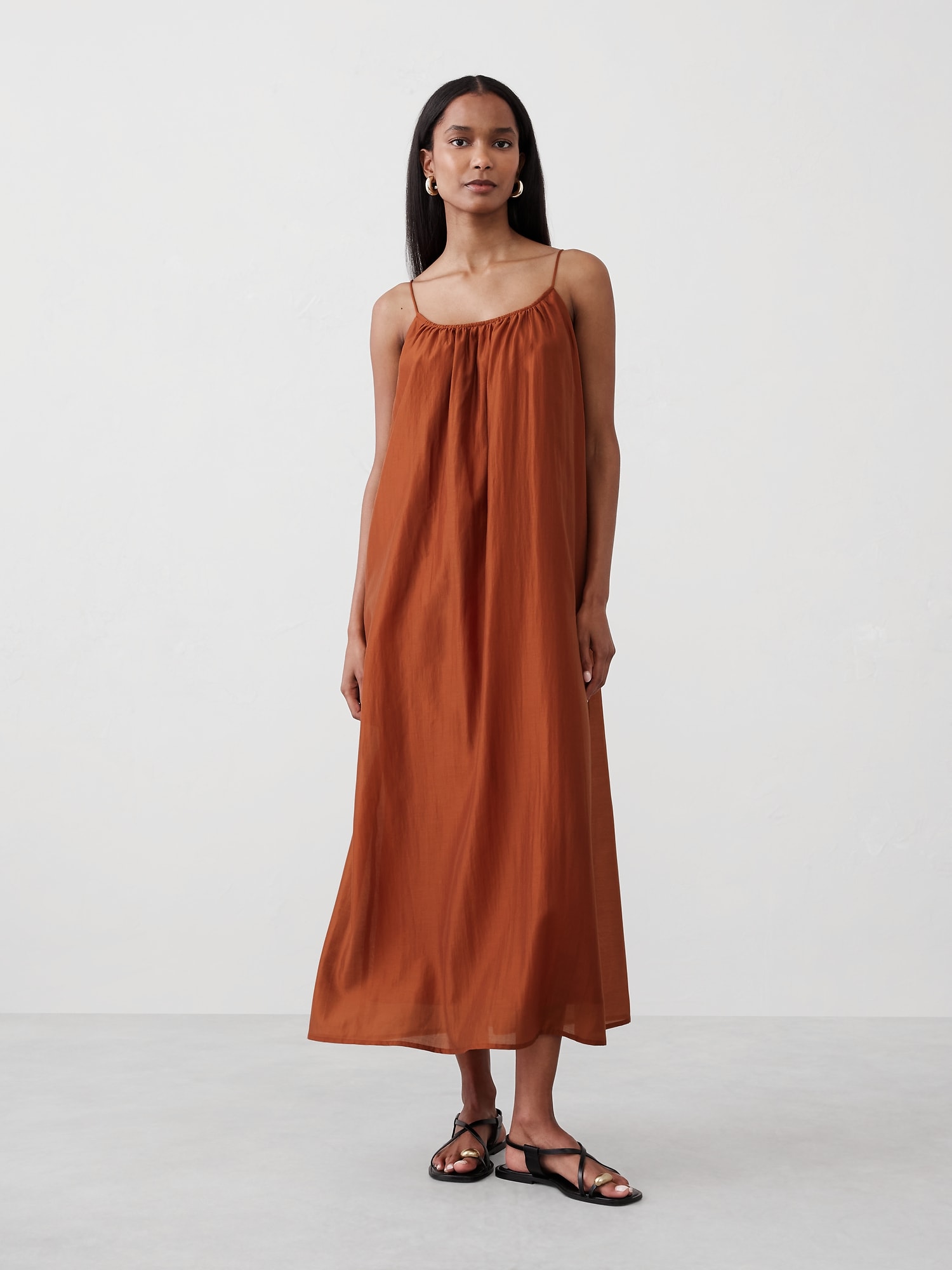 Tie-Waist Organza Maxi Dress - Orange