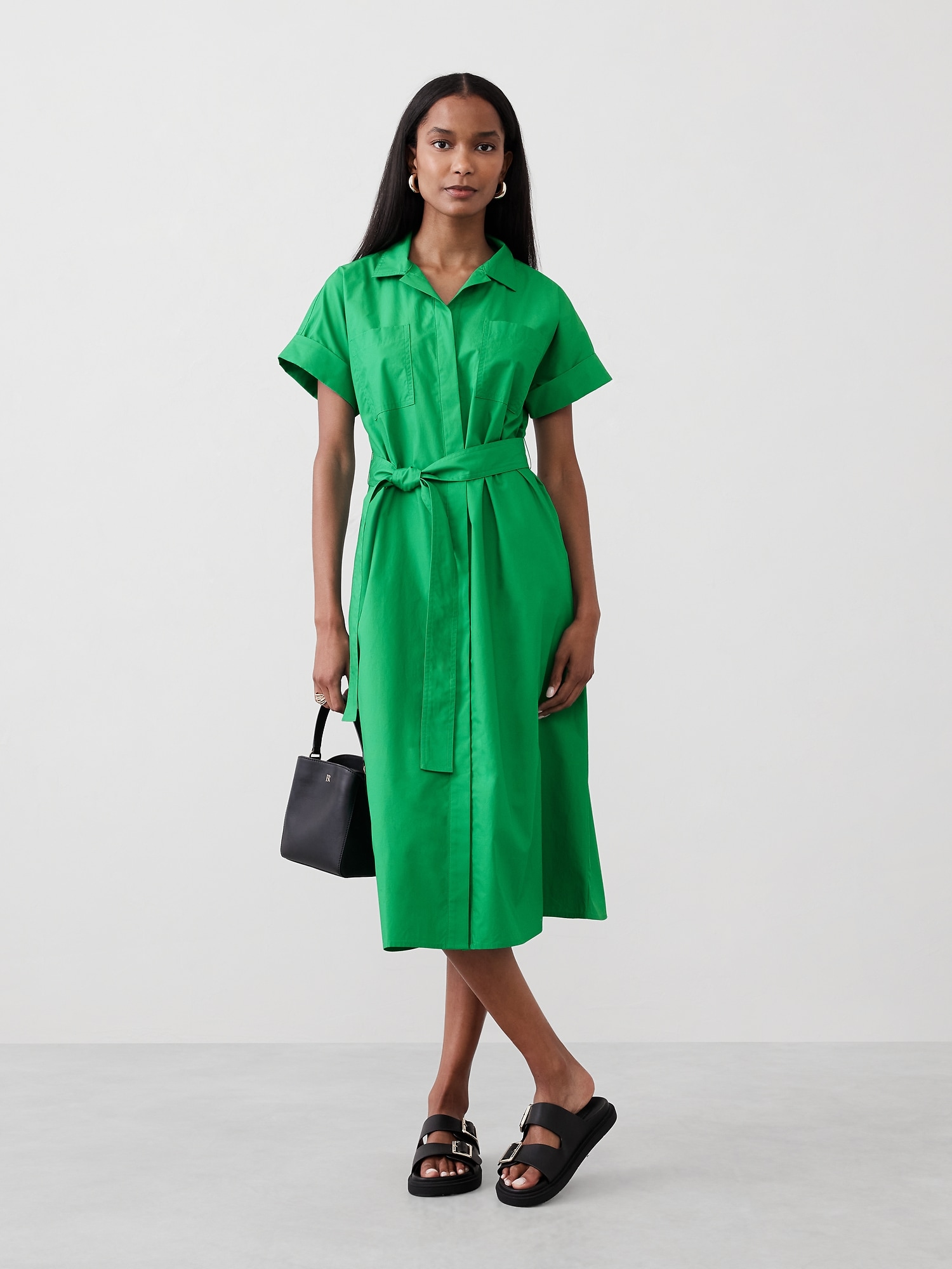 Tie-Waist Midi Shirtdress