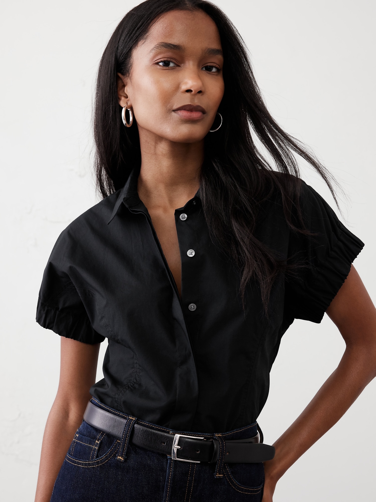 Seamed Poplin Shirt