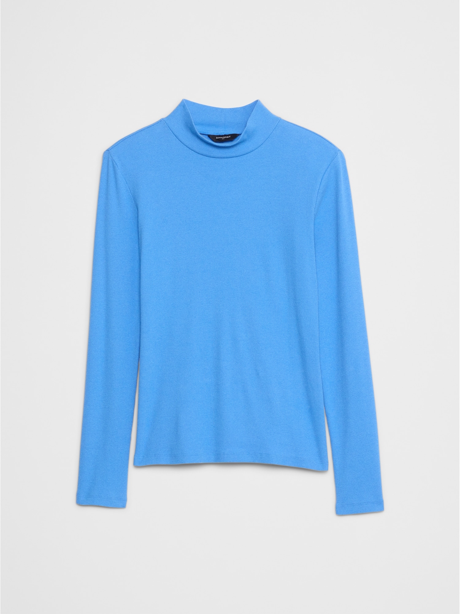 Ribbed Mock-Neck T-Shirt