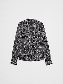 Crepe Volume-Sleeve Blouse