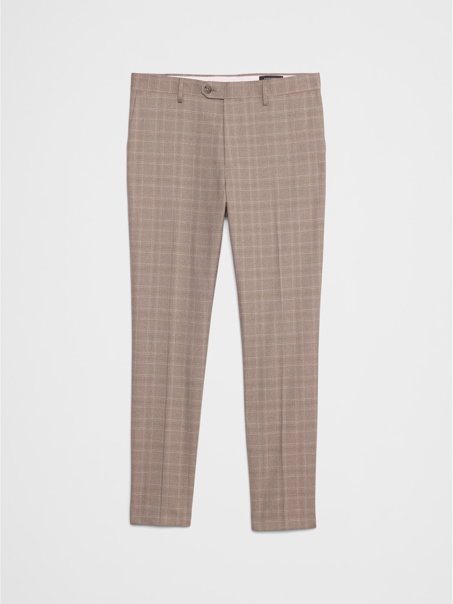 Tailored-Fit Taupe Glen Plaid Suit Trouser