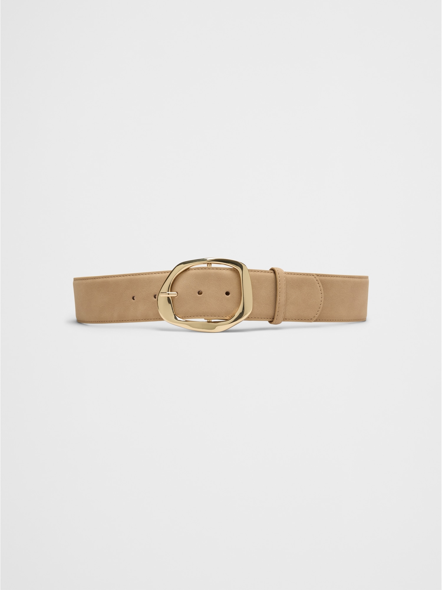 Vegan Suede Buckle Belt - Brown