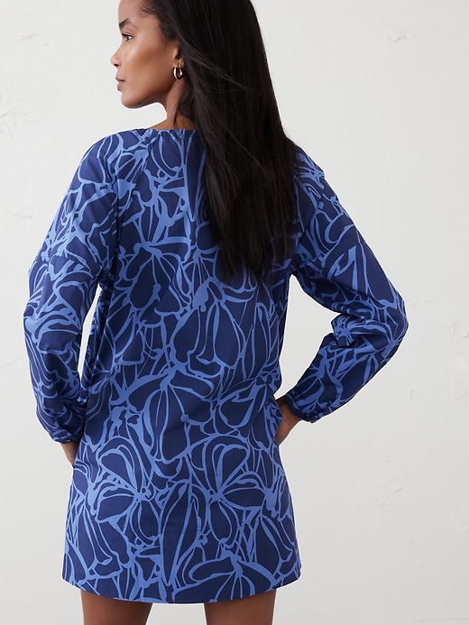 ワンピース TIE STRING POPLIN MINI DRESS Tie-Neck Poplin Mini Dress | Banana Republic Factory