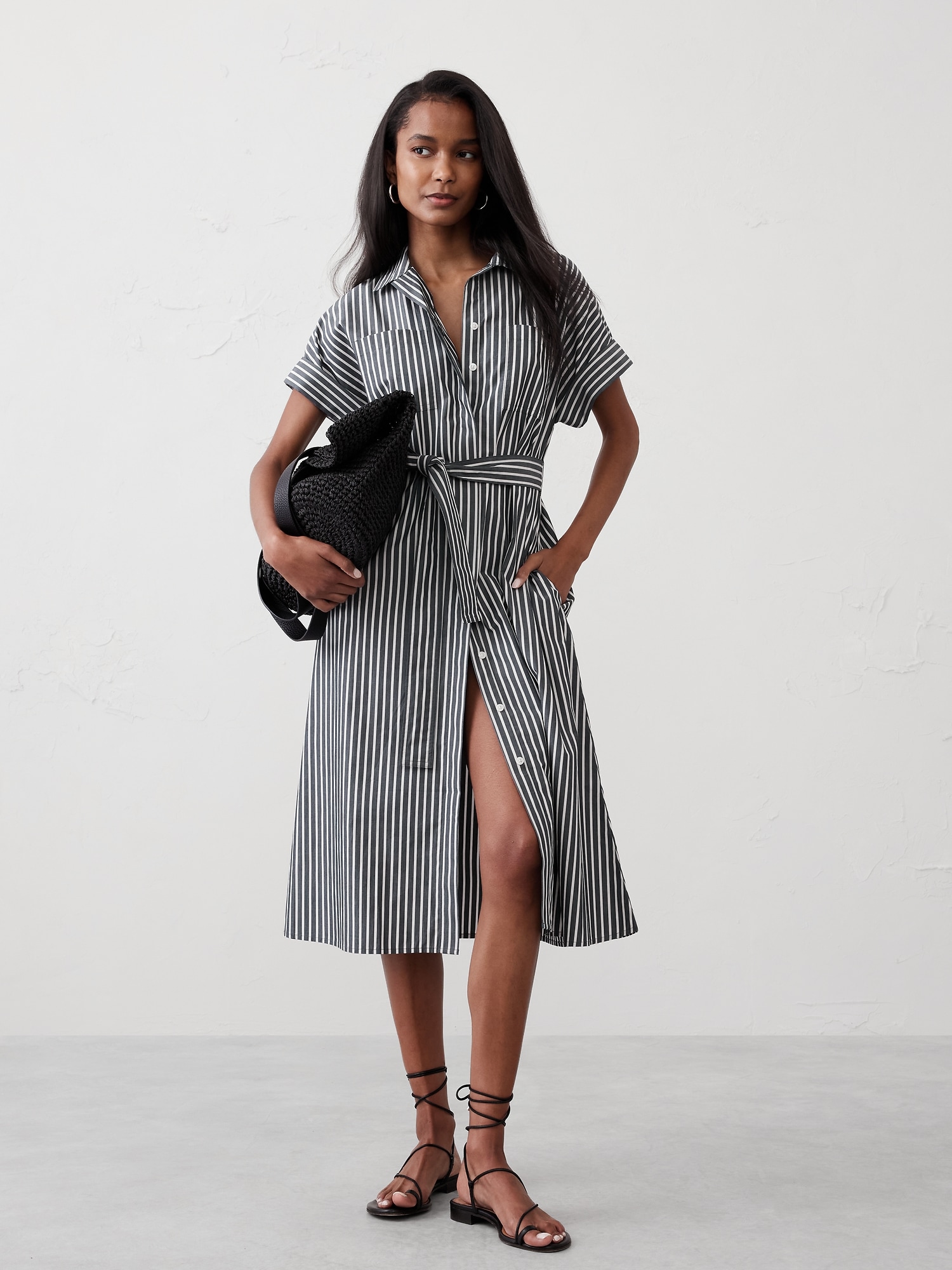 Tie-Waist Midi Shirtdress