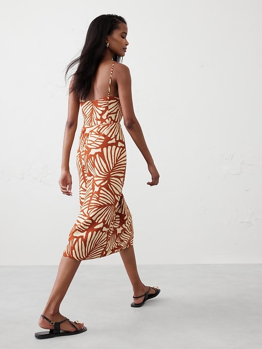 Banana Republic ★ 着心地の良さの一着 Linen-Blend ドレス Linen-Blend High-Neck Midi Dress | Banana Republic Factory