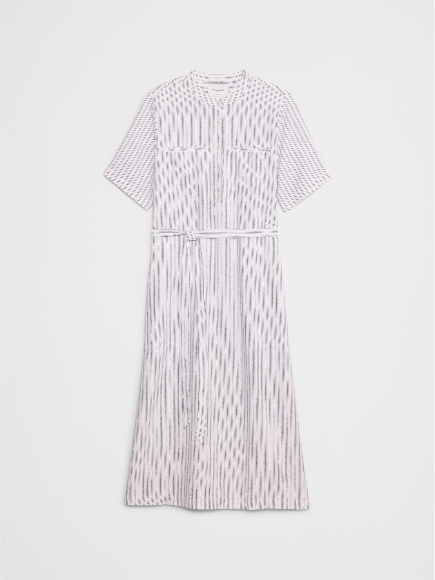 Linen-Blend Utility Midi Shift Dress