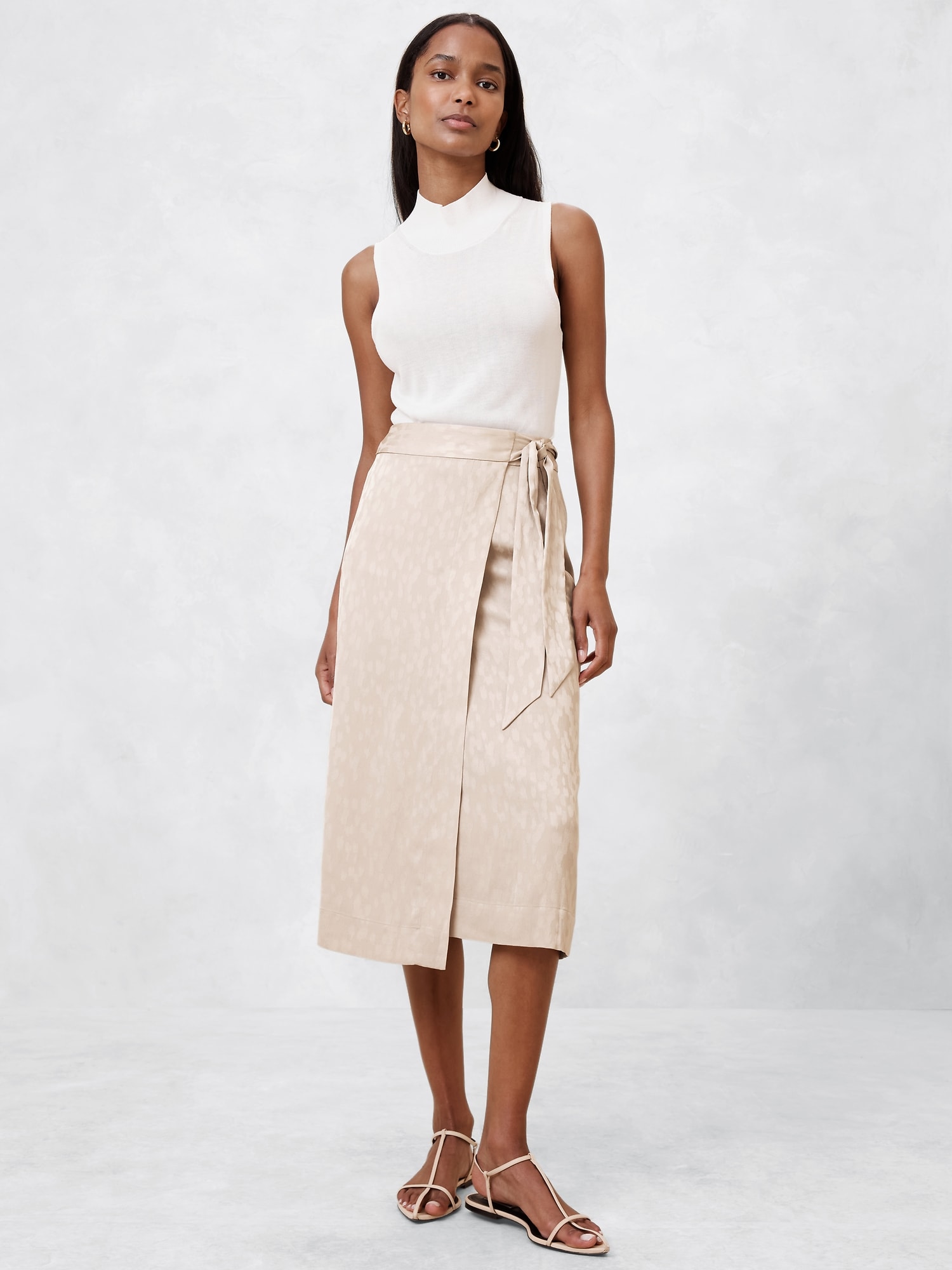 Jacquard Wrap Midi Skirt