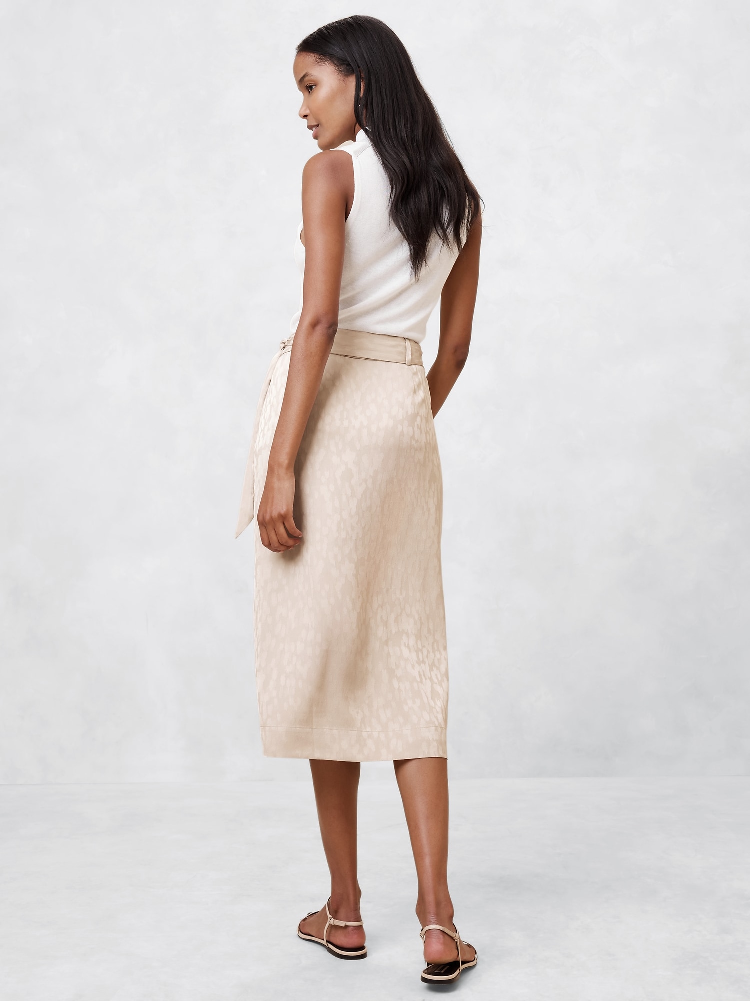 Jacquard Wrap Midi Skirt