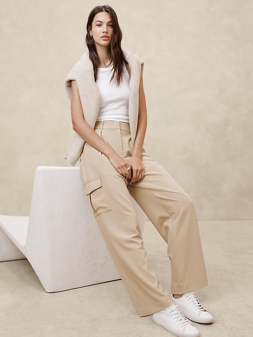 High-Rise Straight Twill Cargo Pant | Banana Republic Factory