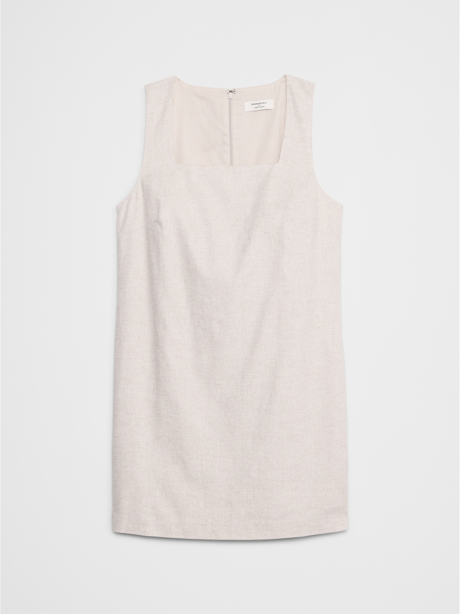 Linen-Blend Square-Neck Mini Shift