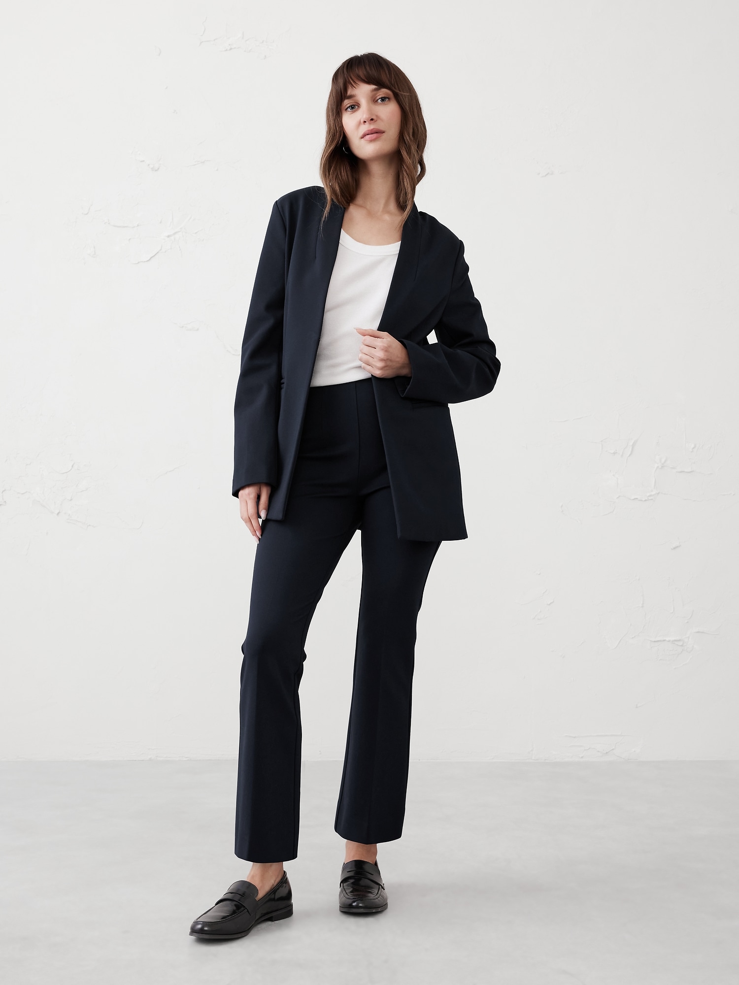 Ponte Collarless Blazer