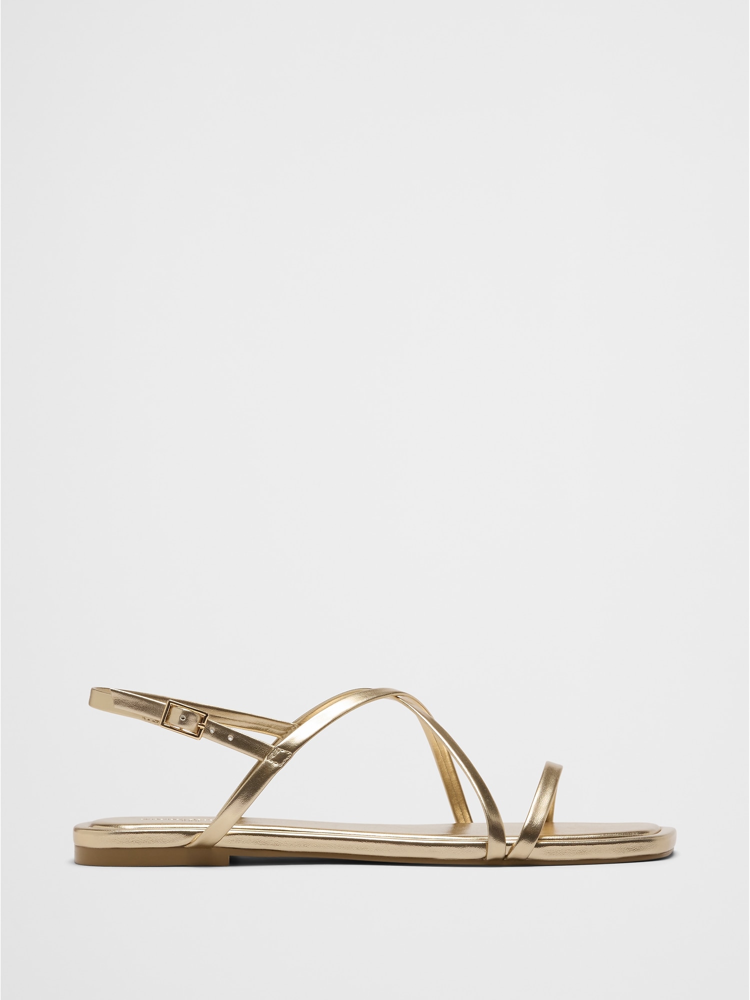 Vegan Leather Strappy Sandal - Gold