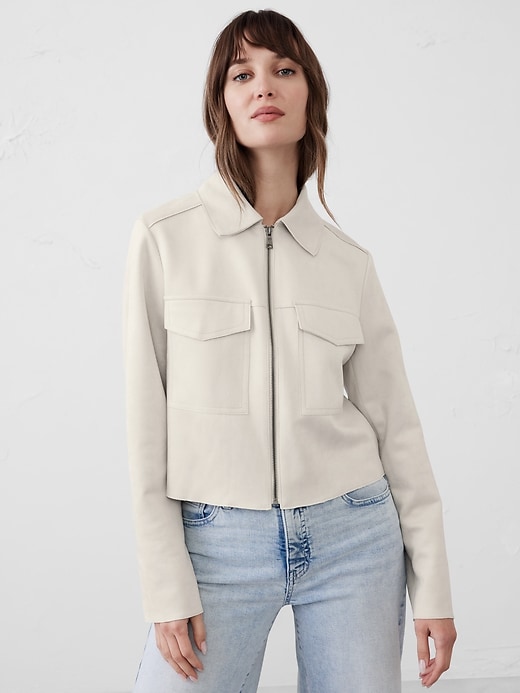 Vegan Suede Cropped Jacket | Banana Republic Factory