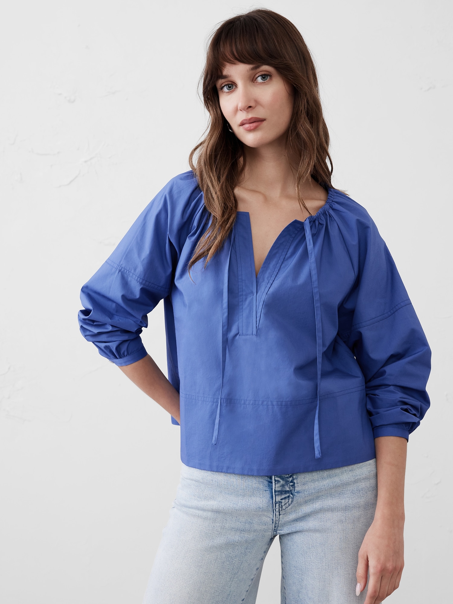 Shirred Popover Shirt