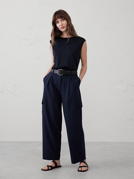 High-Rise Straight Twill Cargo Pant | Banana Republic Factory