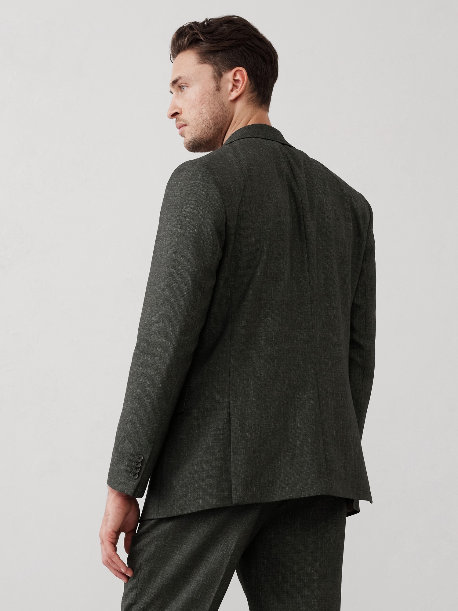 Tailored-Fit Olive Crosshatch Suit Jacket