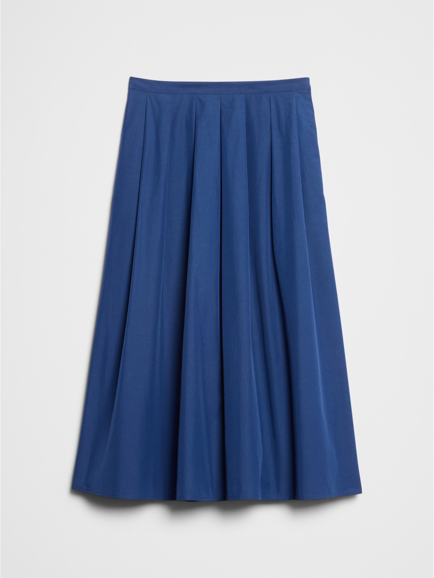 Pintuck Taffeta Midi Skirt