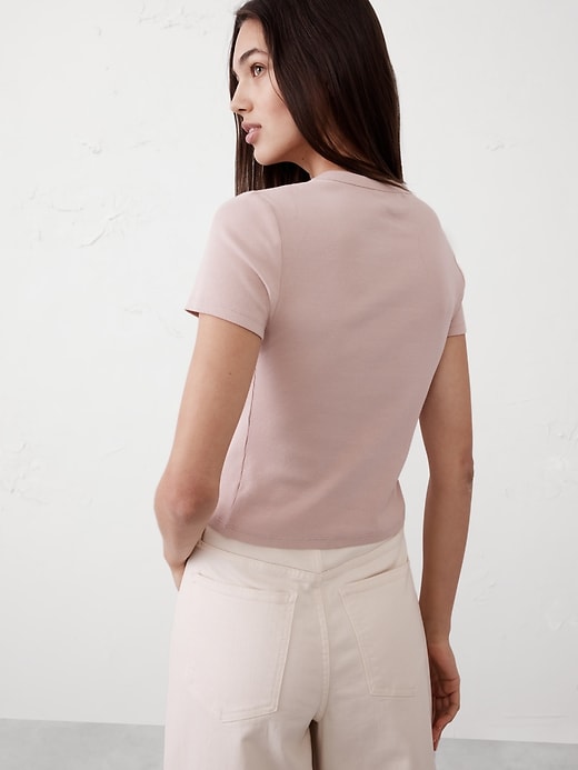 ■Rest & Recreation■ RIRI CROP TSHIRT BEIGE RR231TP006BG Ribbed T-Shirt | Banana Republic Factory