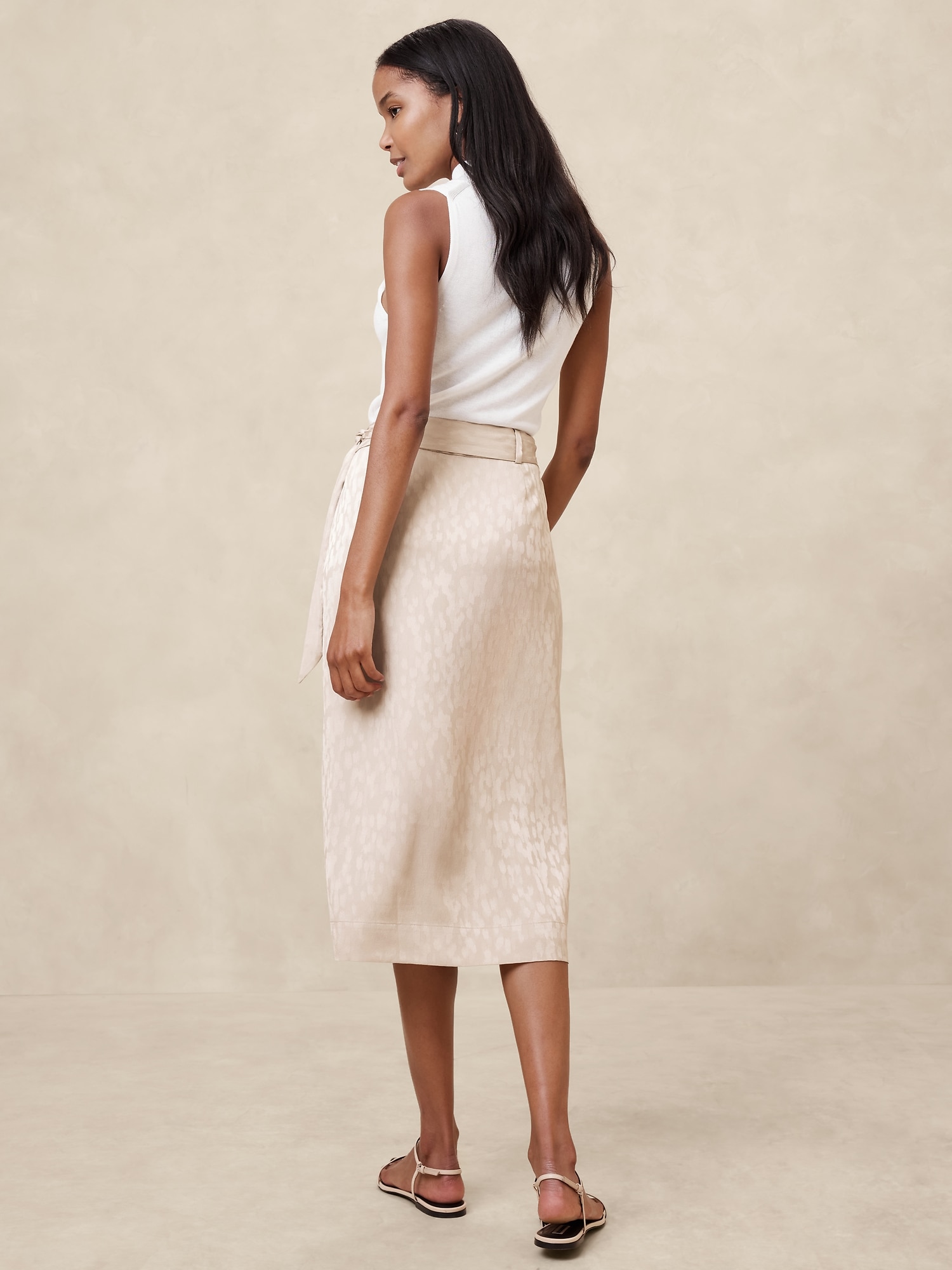 Jacquard Wrap Midi Skirt