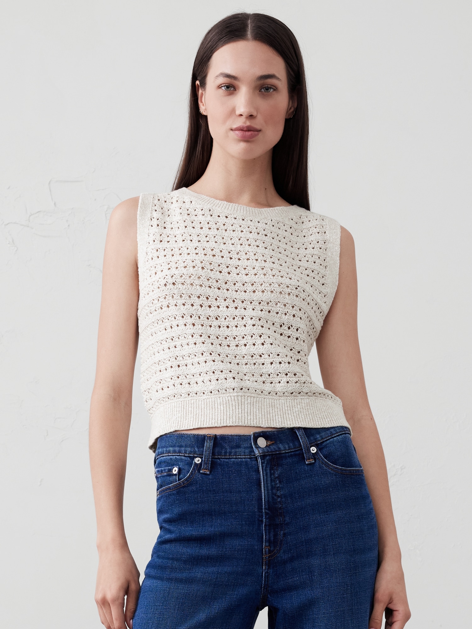 Open-Stitch Sweater Tank