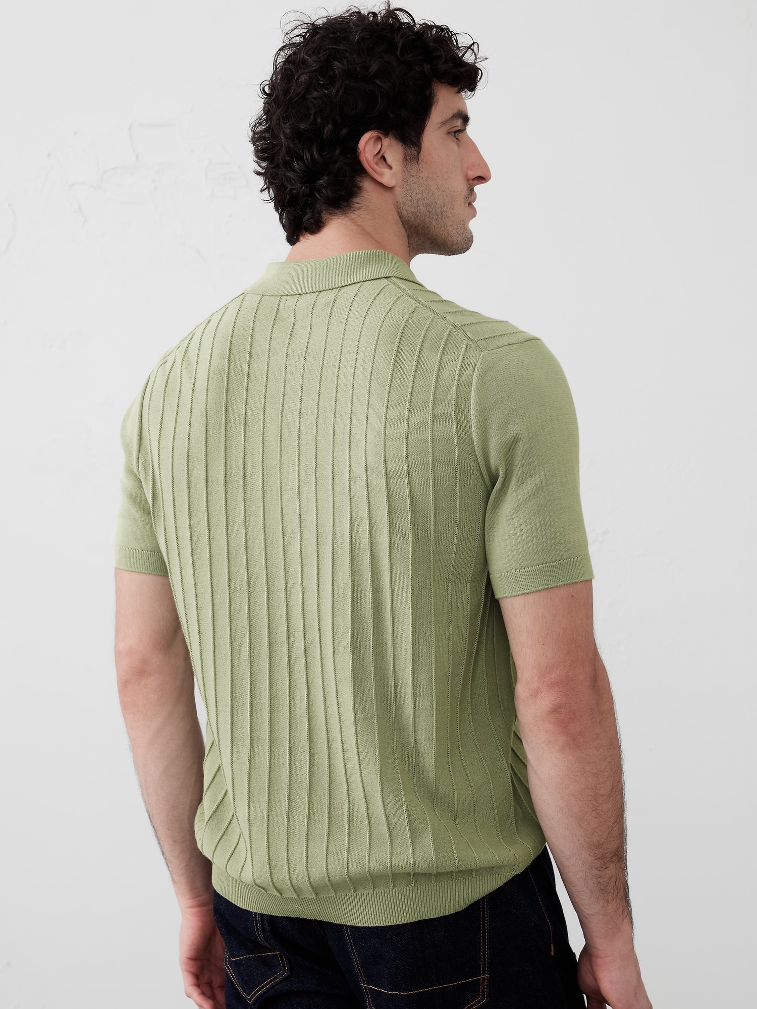 Wide Ribbed Polo Sweater