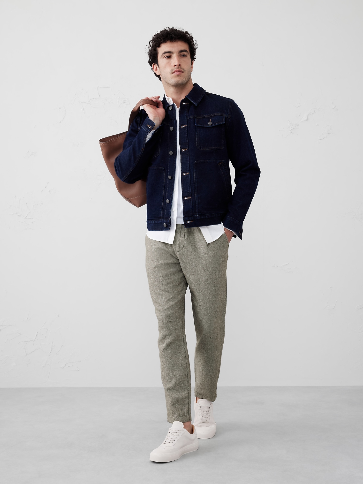 Athletic Linen-Blend Pant