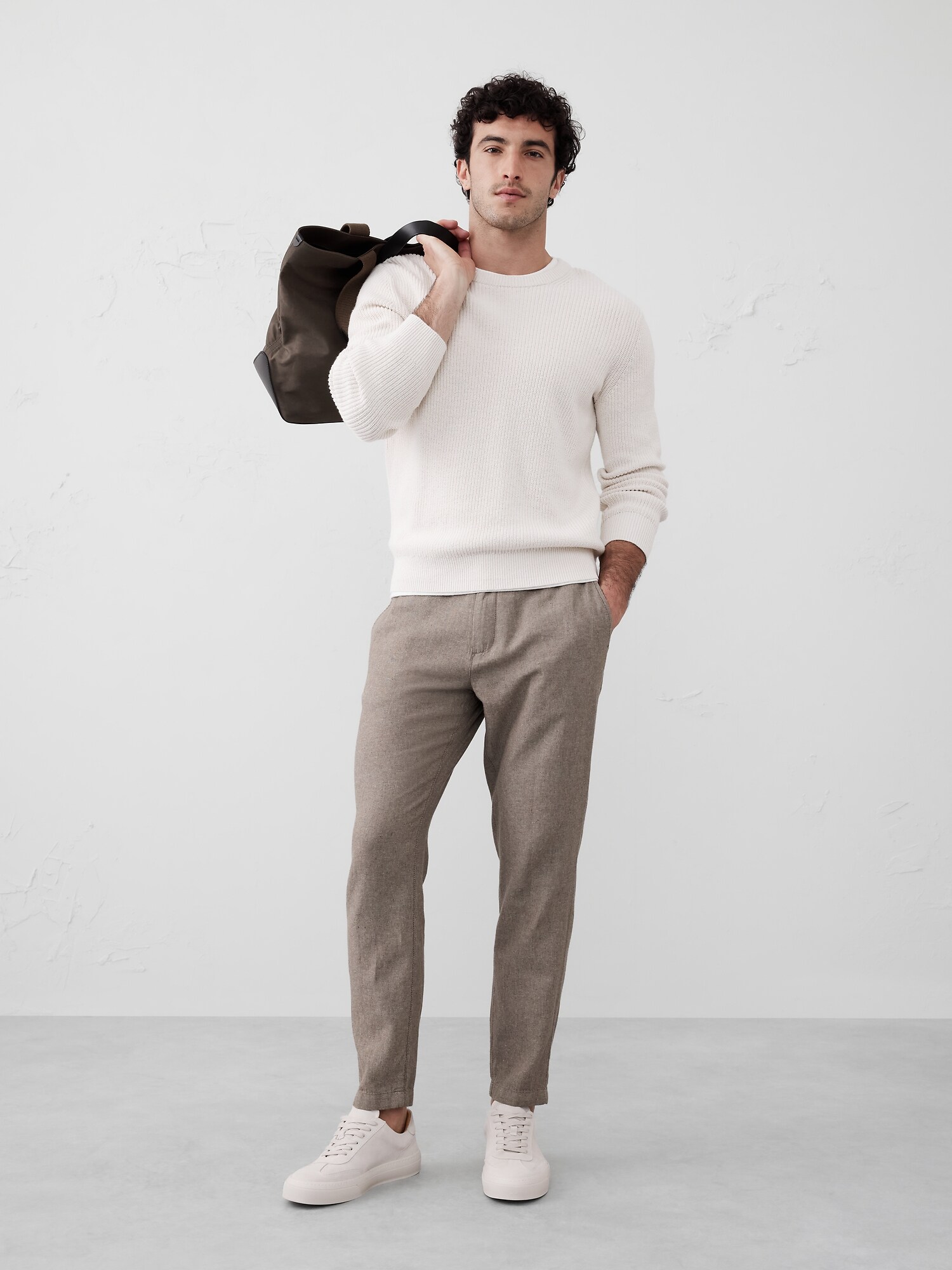 Athletic Linen-Blend Pant