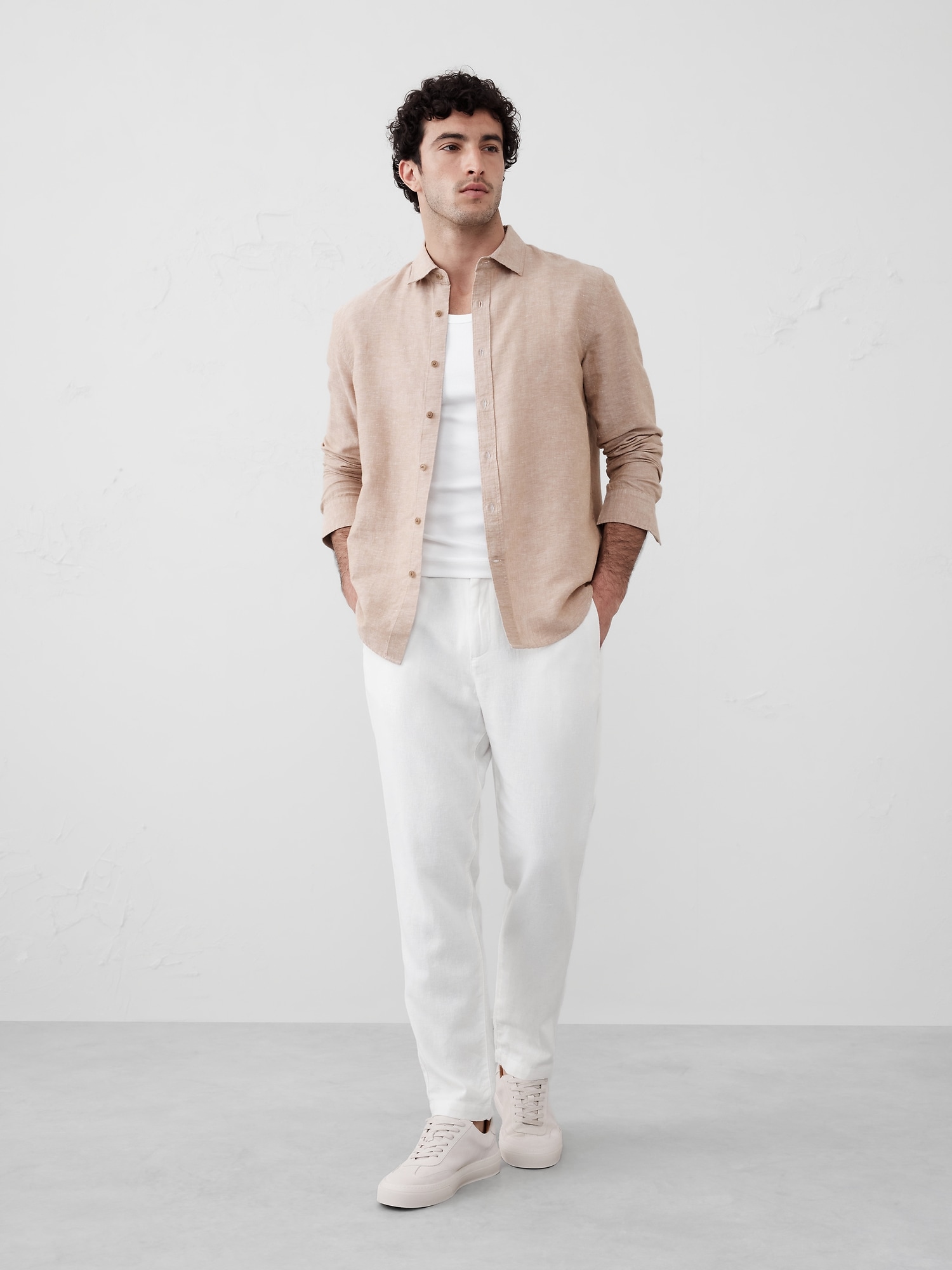 Athletic Linen-Blend Pant