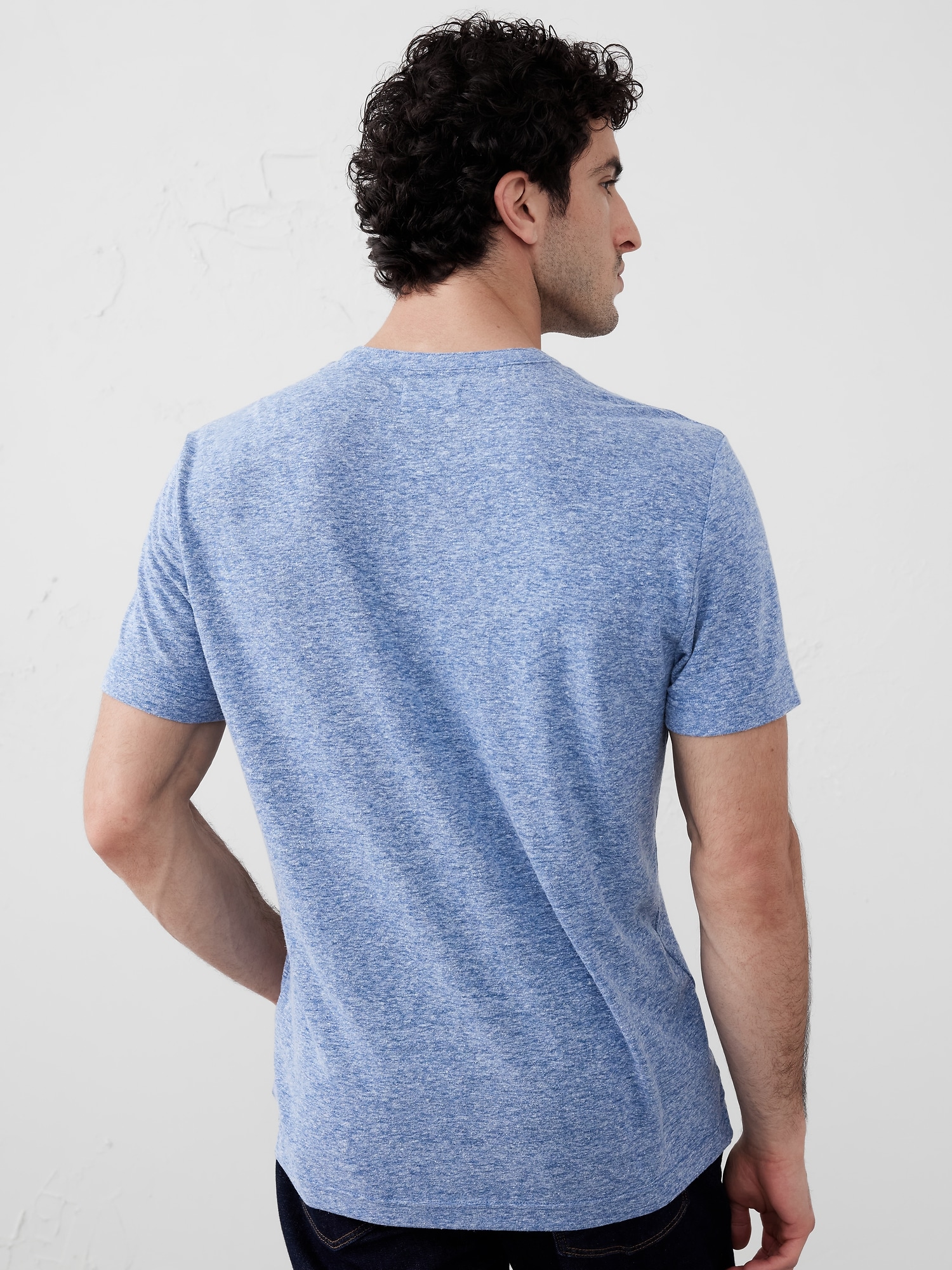 Slim Linen-Blend Notch T-Shirt