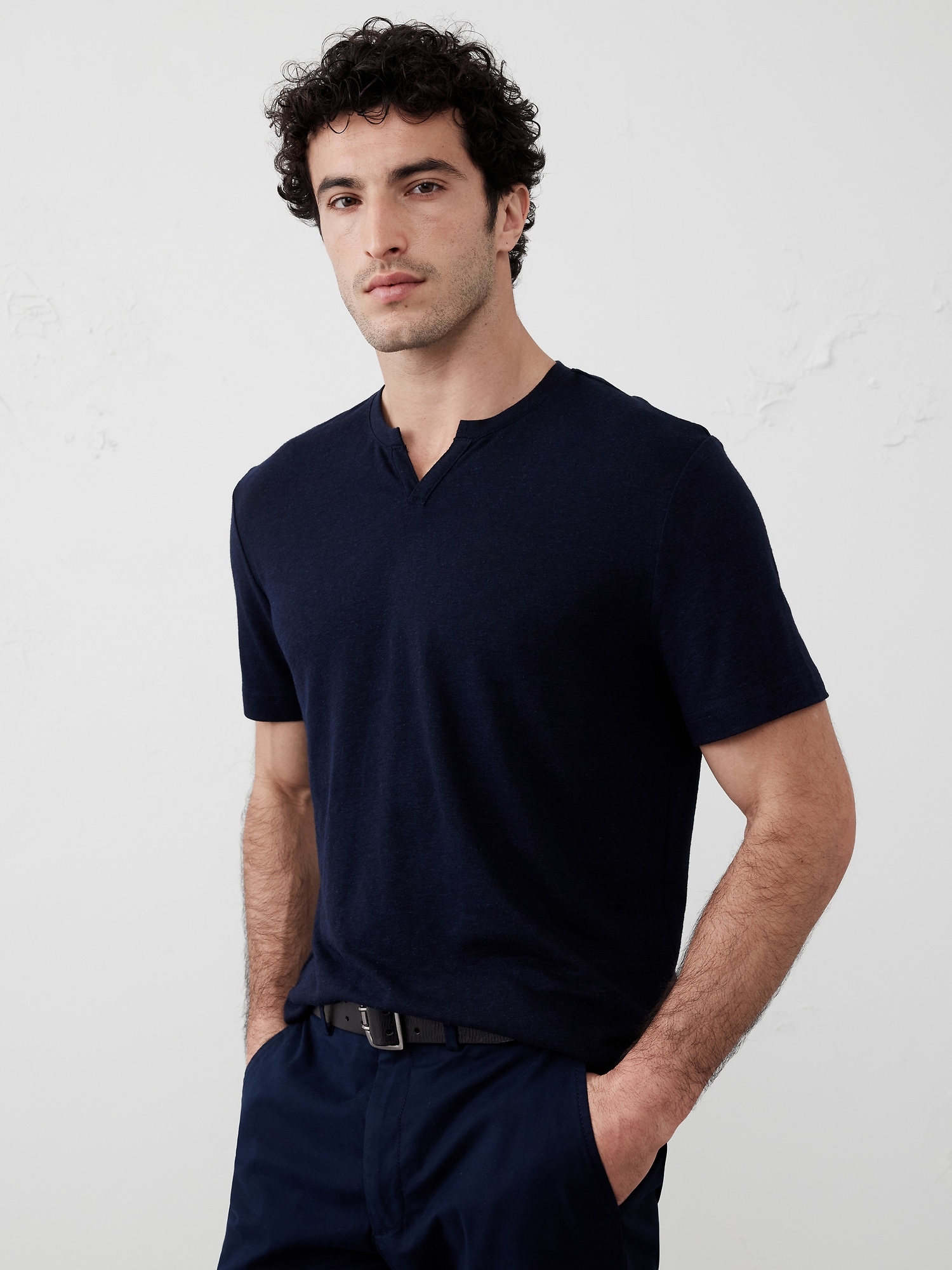 Linen-Blend Pintuck Shirt