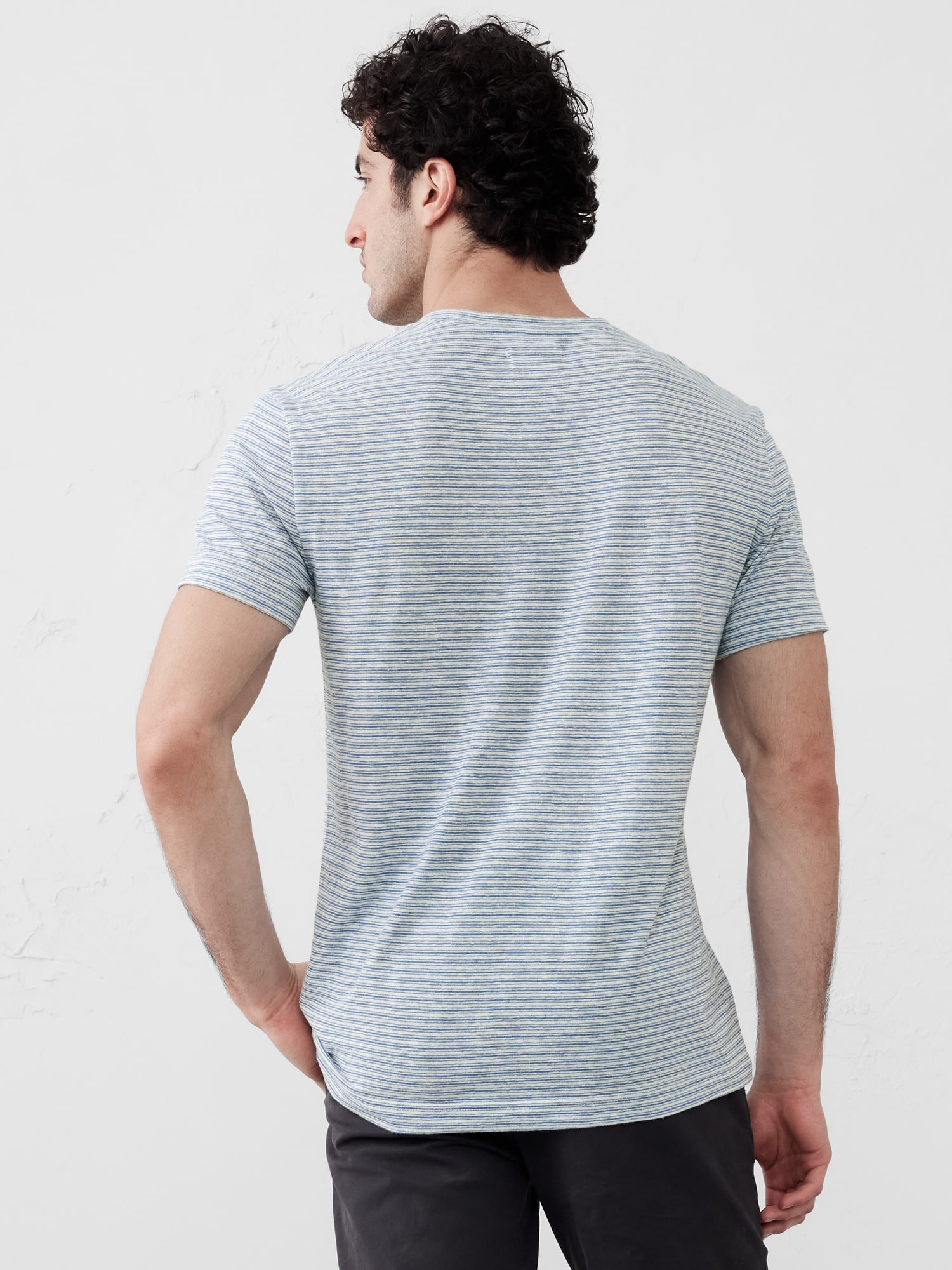 Linen-Blend Notch-Neck T-Shirt