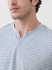 Linen-Blend Notch-Neck T-Shirt