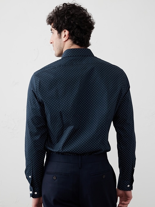 Men's Athletic-Fit Dress Shirt Navy Gingham Regular Size M
