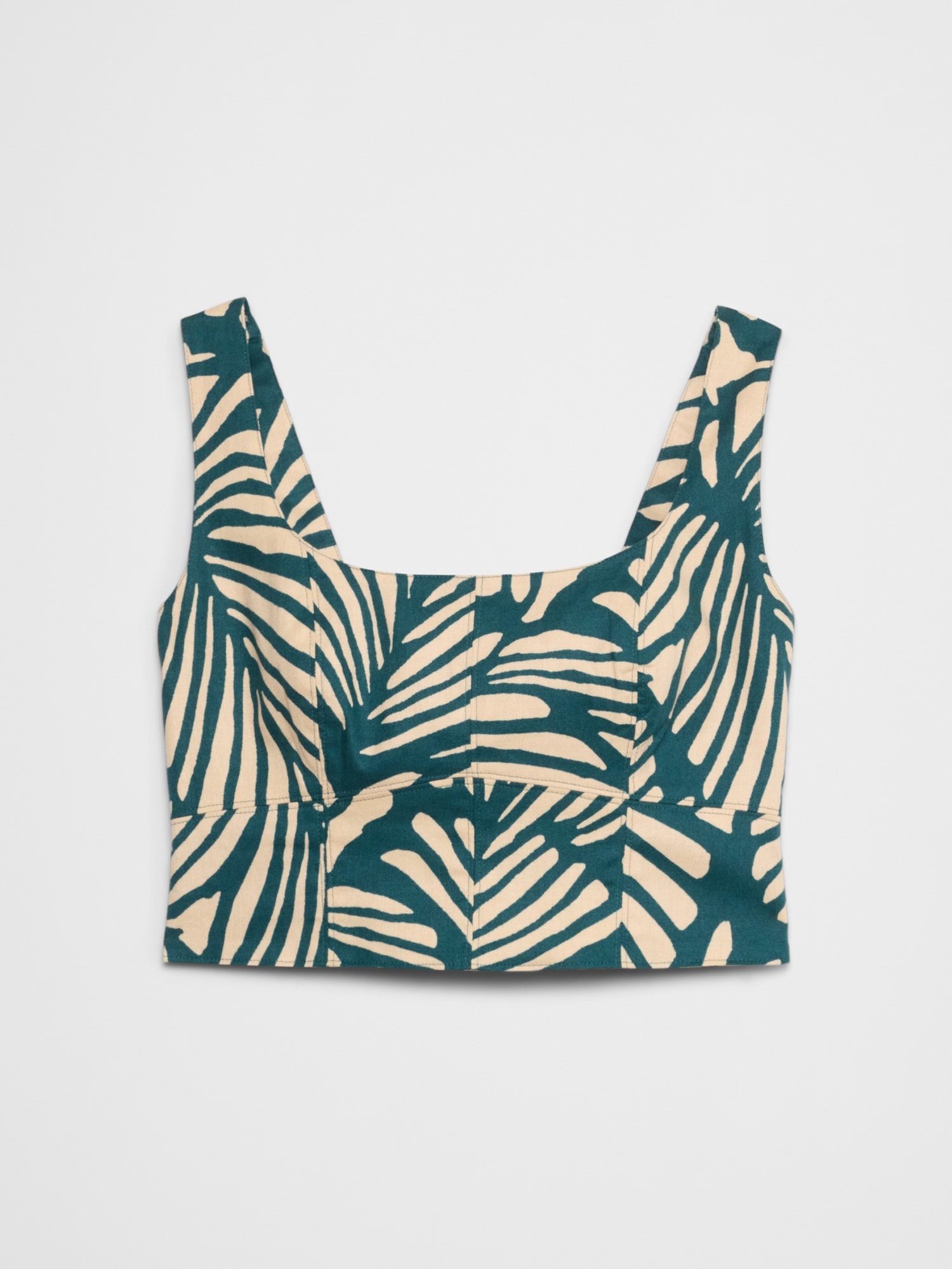 Linen-Blend Square-Neck Bustier