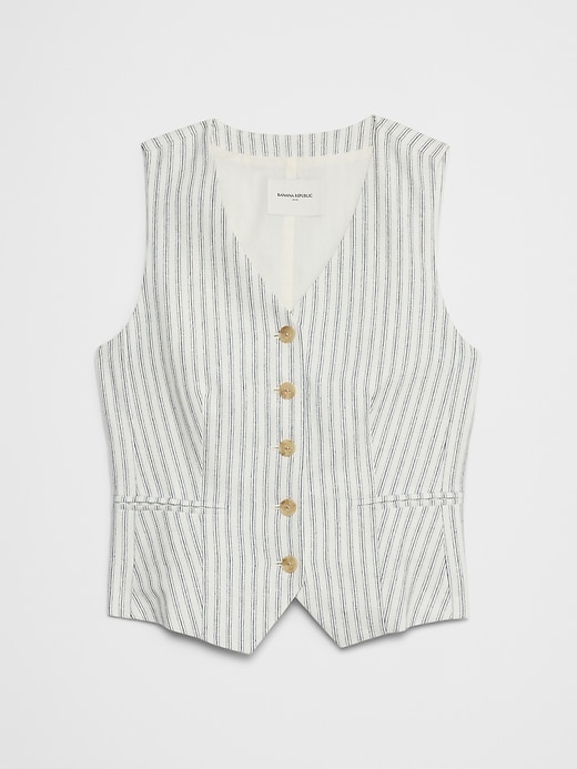 【HI FI FNK】Dine Linen Vest If Only Studio Pinstripe Cotton-Linen Vest | Saks Fifth Avenue