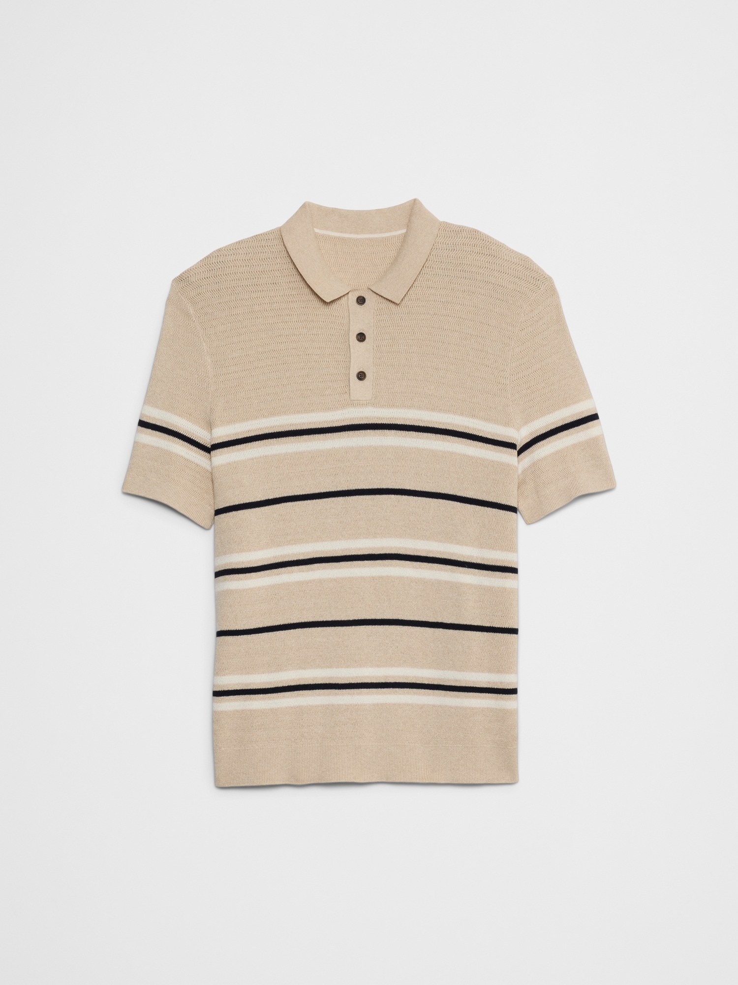 Textured Striped Sweater Polo