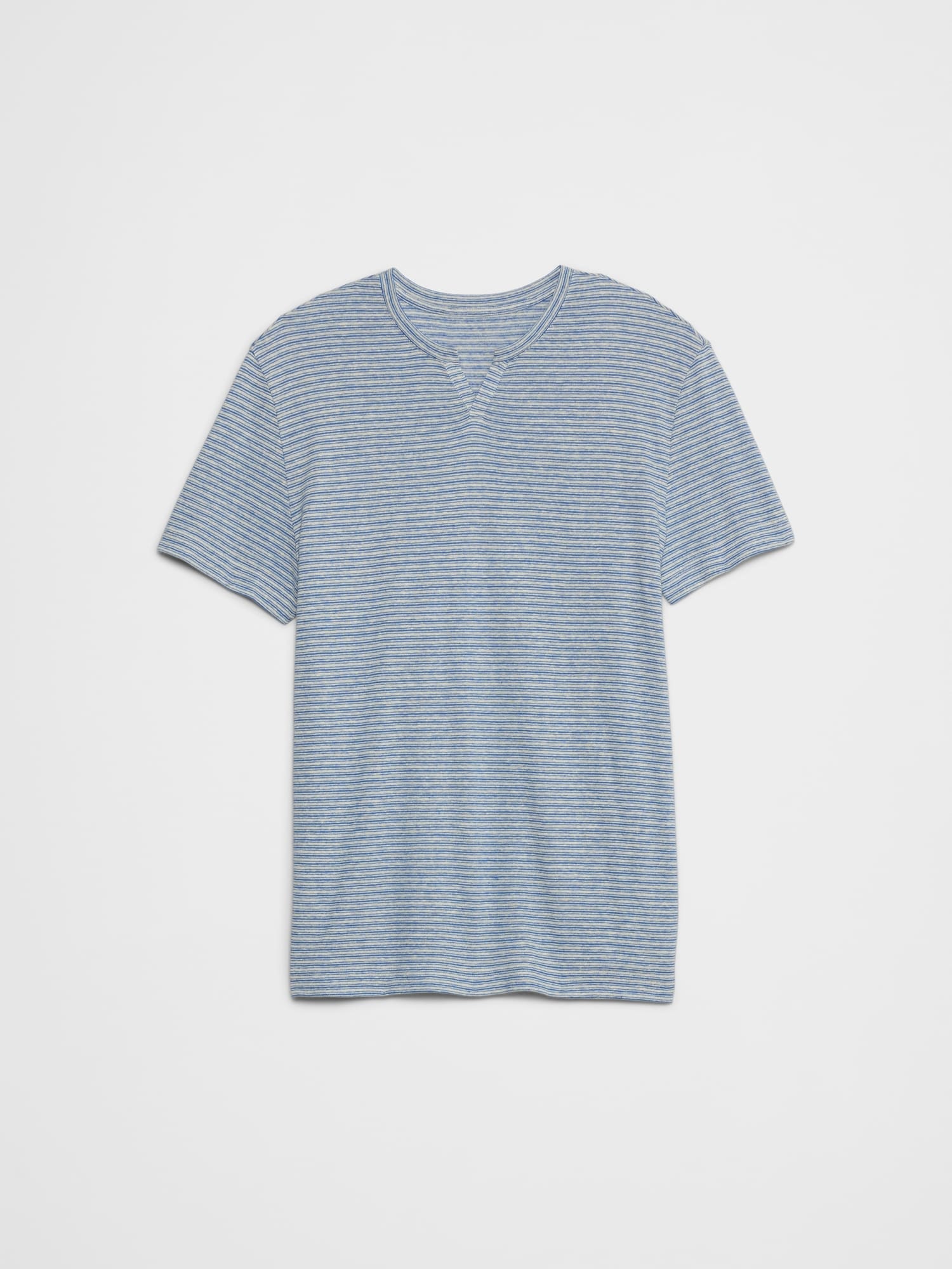 Linen-Blend Notch-Neck T-Shirt