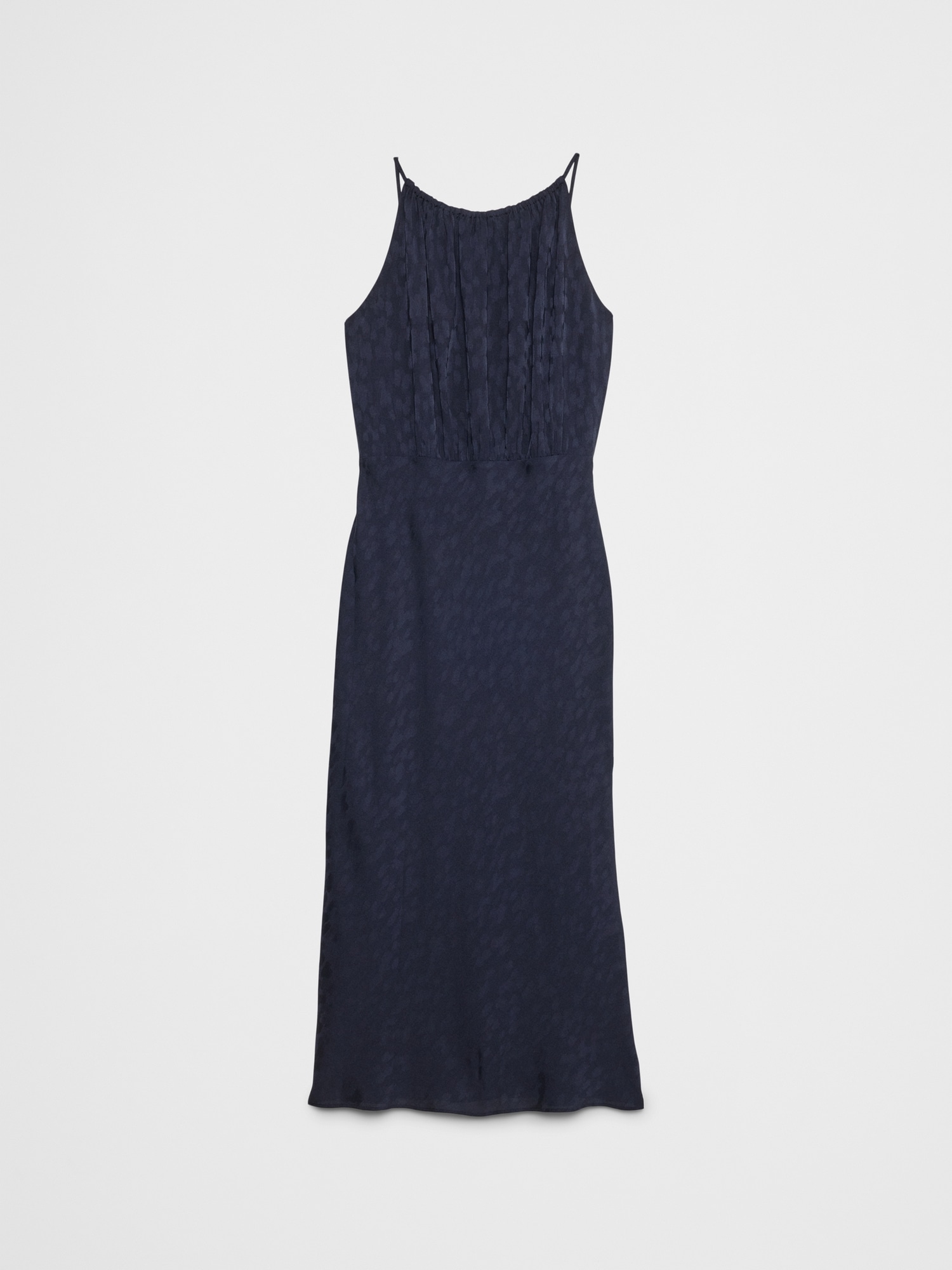 High-Neck Jacquard Midi Dress