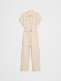 Linen-Blend Belted Jumpsuit