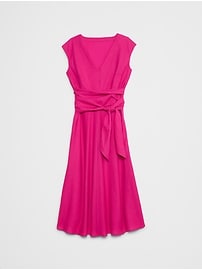 Linen-Blend Wrap Midi Dress