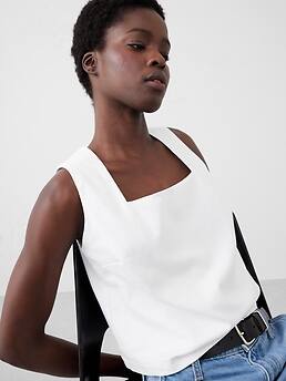 トップス archi Linen no-sleeve square top LINEN NO-SLEEVE SQUARE TOP (AS22-B2) | archi / カットソー