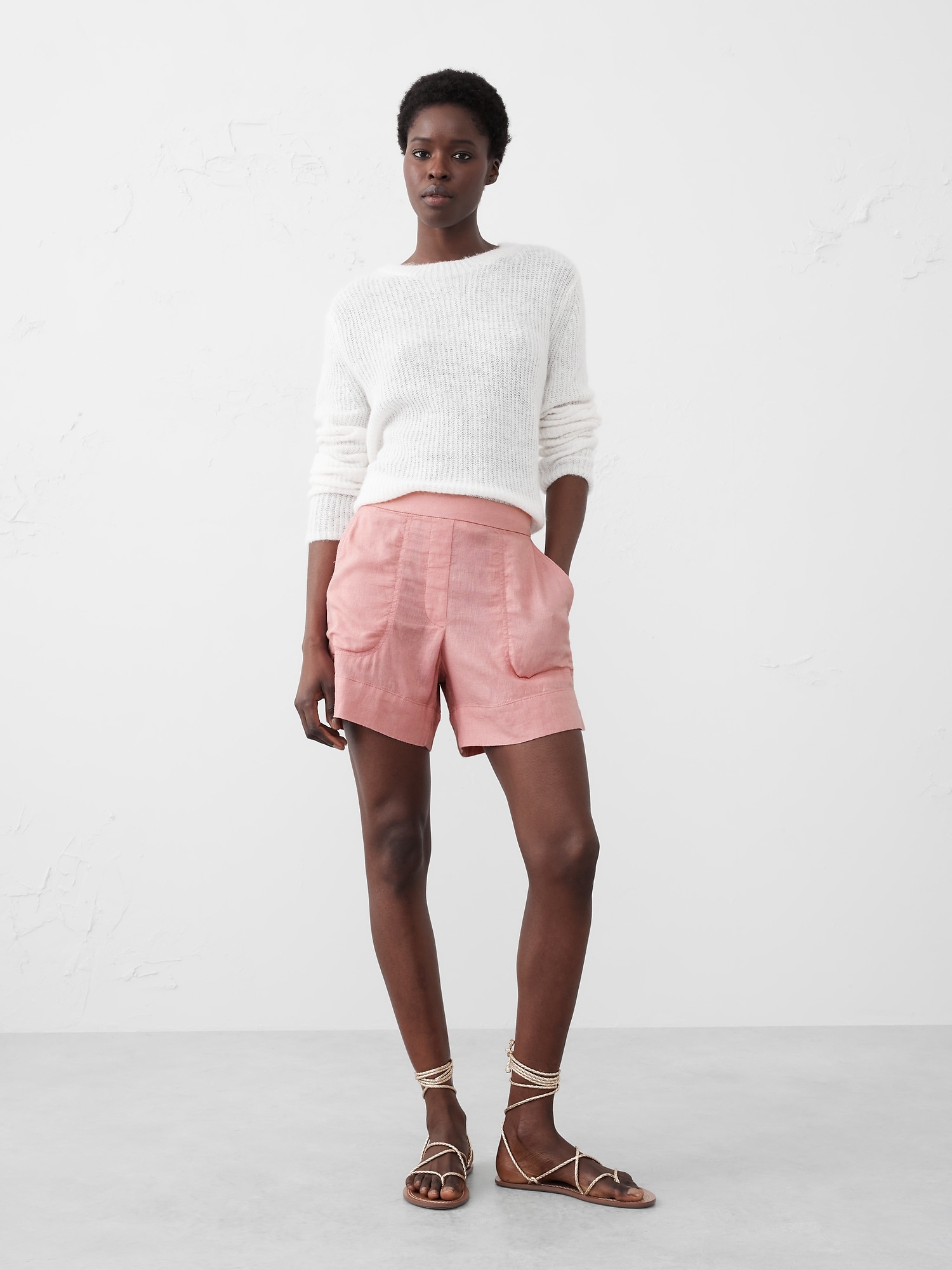 Linen-Blend Pull-On Short