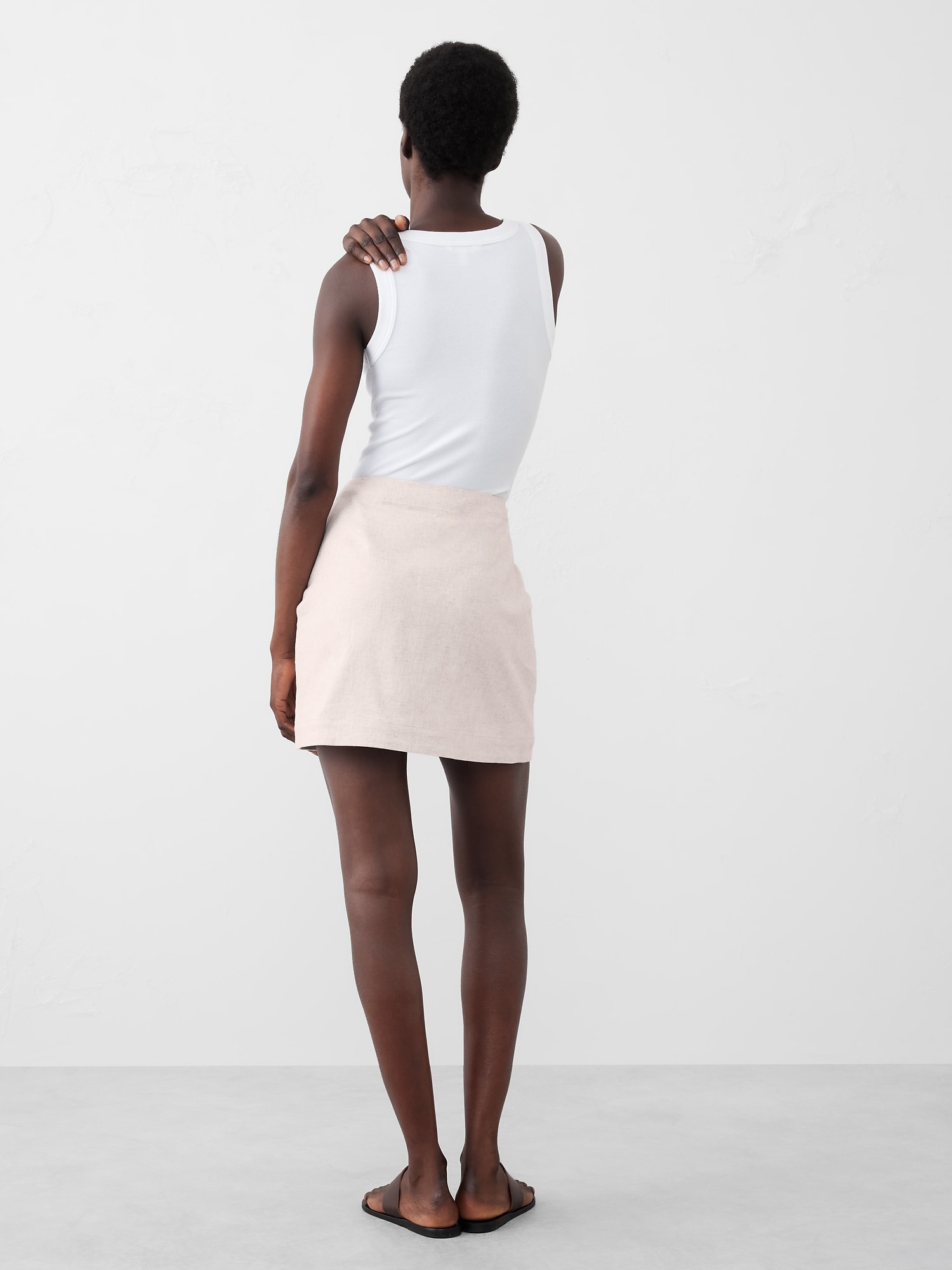 Linen-Blend A-Line Mini Skirt