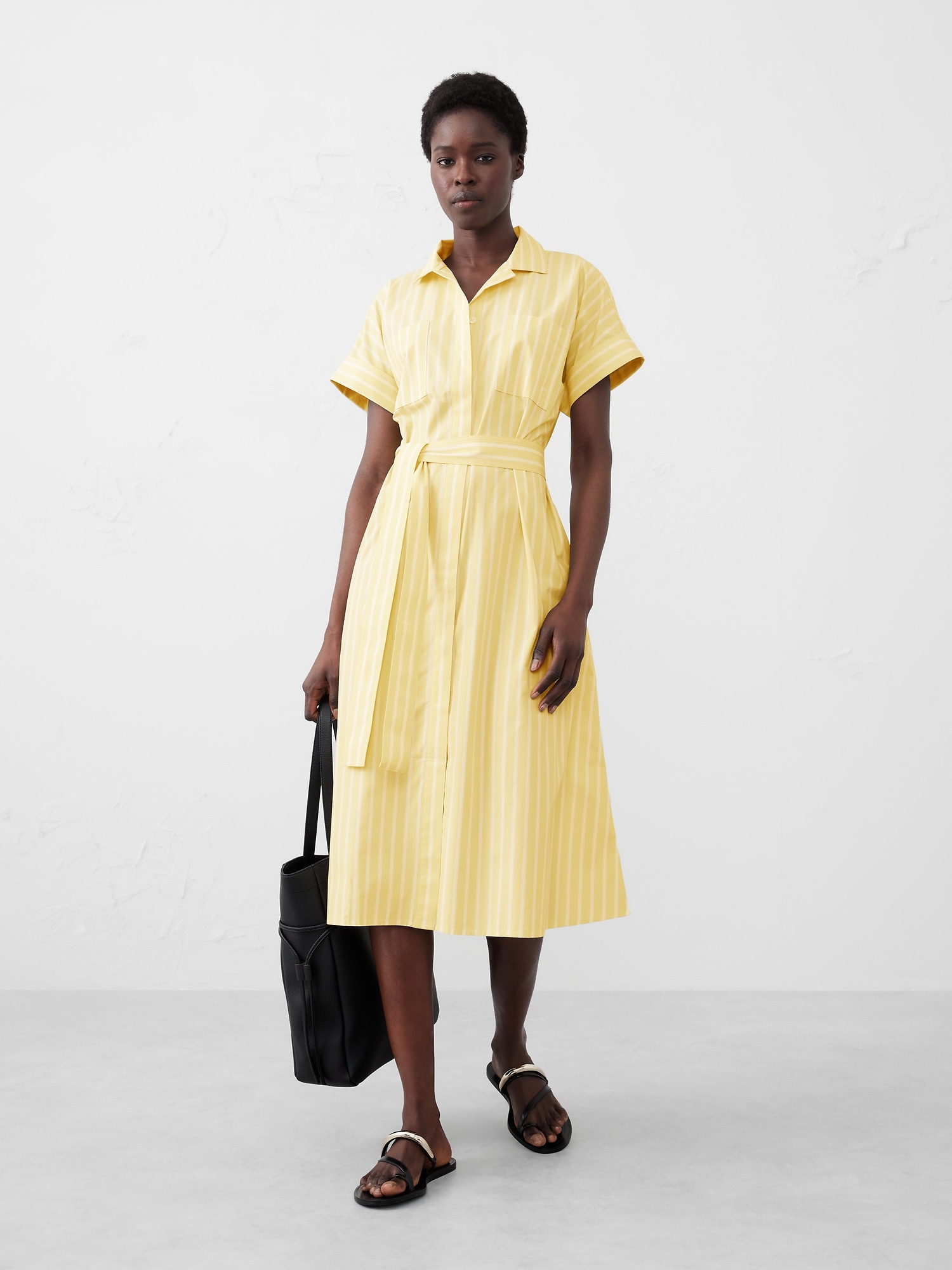 Tie-Waist Midi Shirtdress