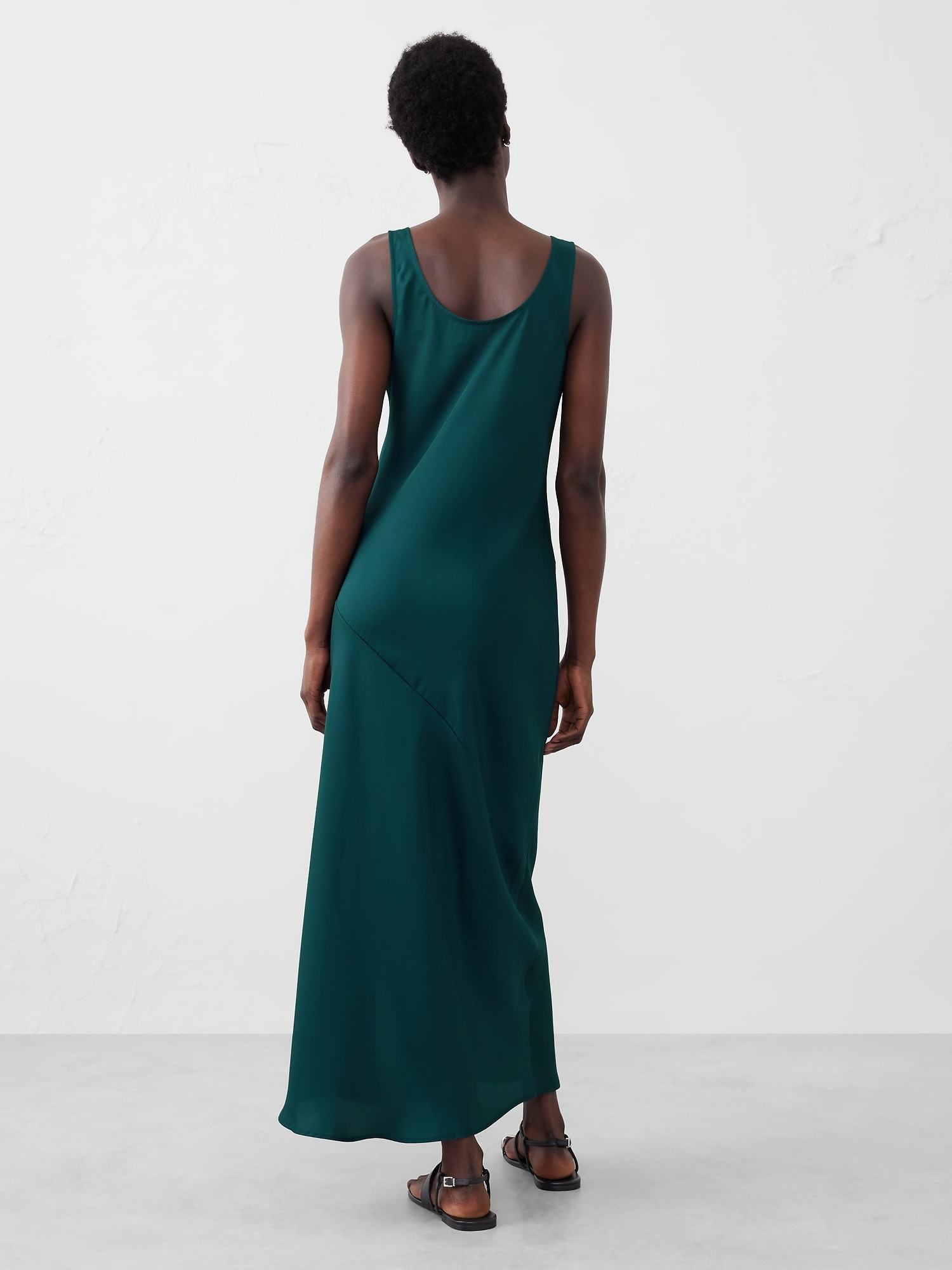 Silky Twill Slit Maxi Dress