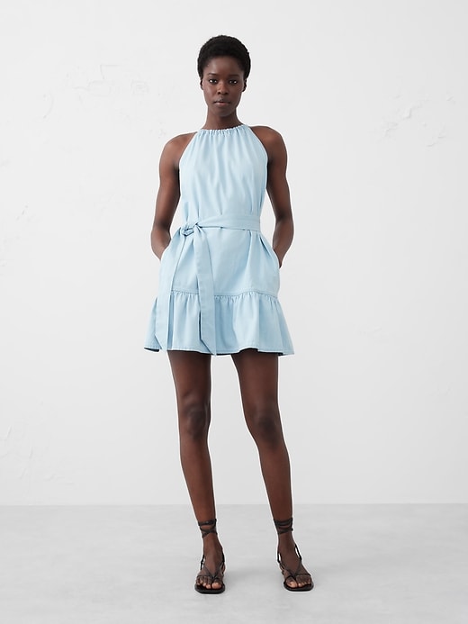 banana republic tiered mini dress Chambray Tiered Mini Dress